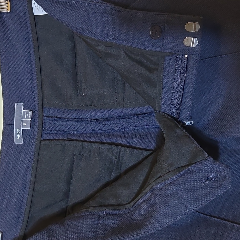 Vince Navy Wool Blend Crop Trouser Pant‎ Size 6 Coastal Workwear - Picture 4 of 15